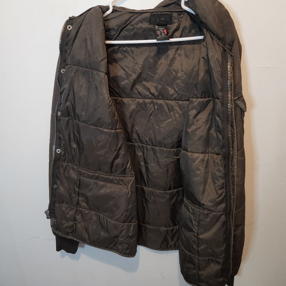 VTG OBEY CHARLIE PUFFER JACKET - OLIVE GREEN L - Picture 3 of 6